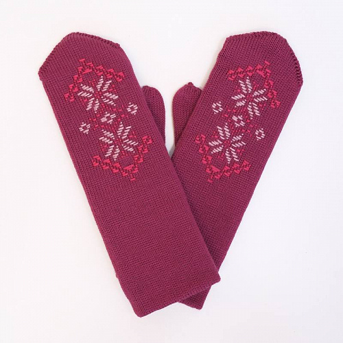 Женские двойные варежки с ручной вышивкой (орнамент №21)