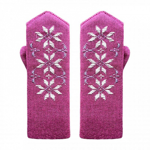 Женские двойные варежки с ручной вышивкой (цветочный орнамент №32)