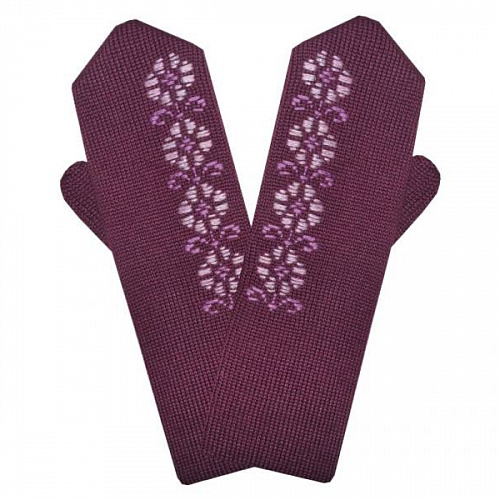 Женские двойные варежки с ручной вышивкой (цветочный орнамент №20)