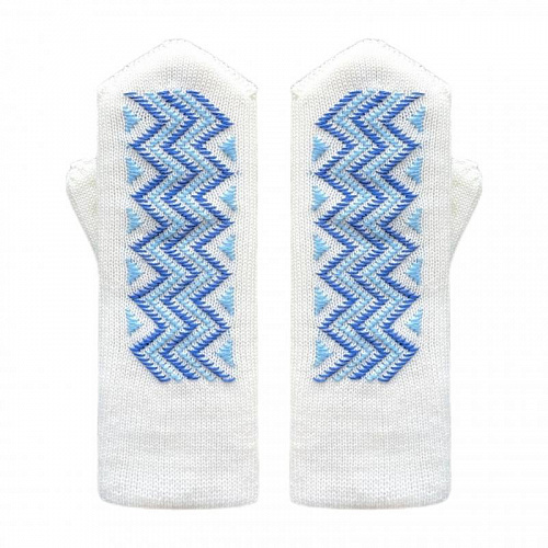 Женские двойные варежки с ручной вышивкой (орнамент №22)