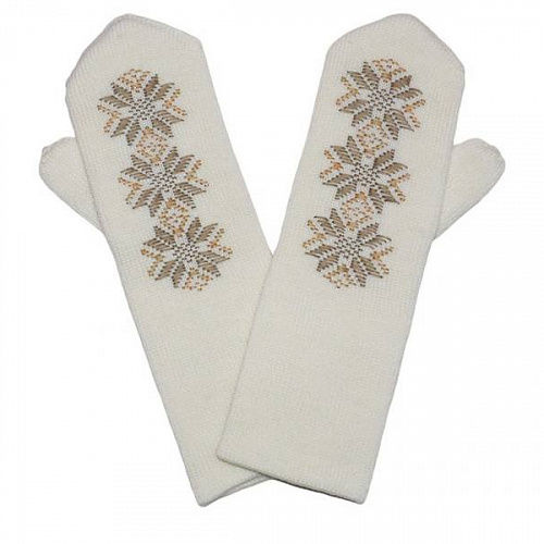 Женские двойные варежки с ручной вышивкой (цветочный орнамент №22.1)