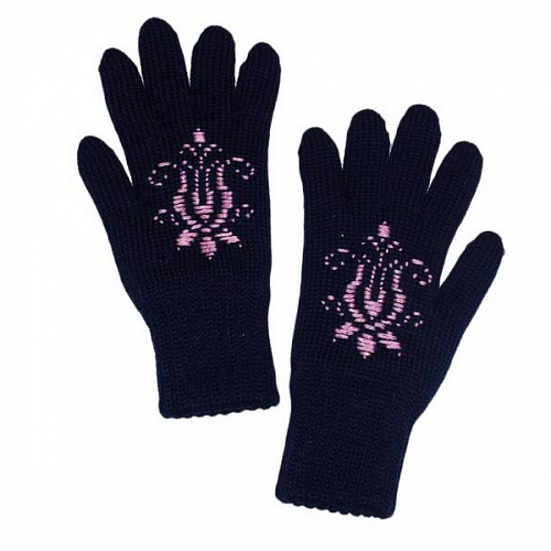 Детские двойные перчатки с ручной вышивкой "Цветок"