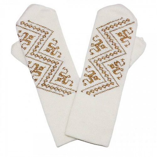 Женские двойные варежки с ручной вышивкой (орнамент №14)