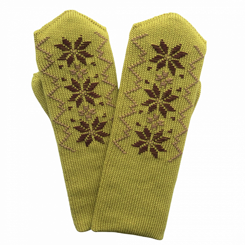 Женские двойные варежки с ручной вышивкой (цветочный орнамент №33)
