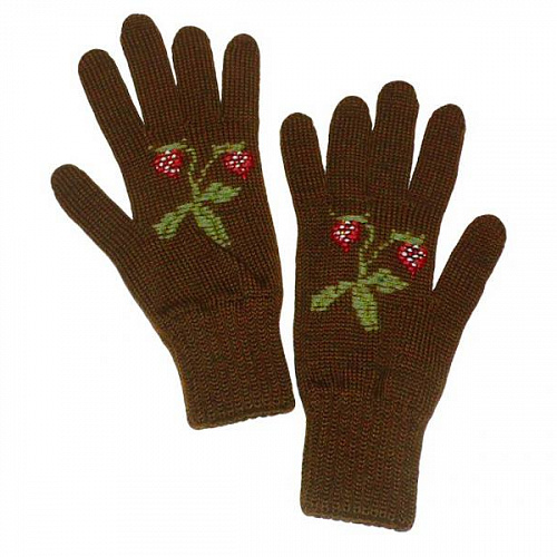 Детские двойные перчатки с ручной вышивкой "Ягодки" №3