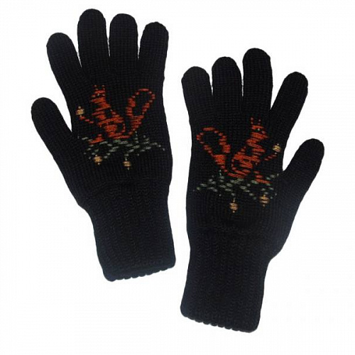 Детские двойные перчатки с ручной вышивкой "Белки"
