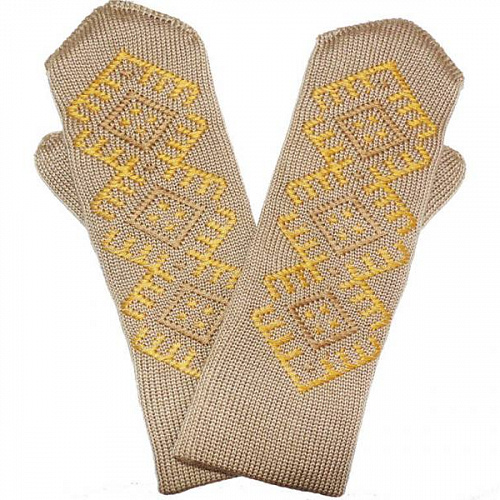 Женские двойные варежки с ручной вышивкой (орнамент №24)