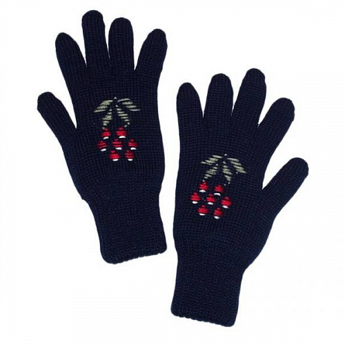 Детские двойные перчатки с ручной вышивкой "Ягодки"