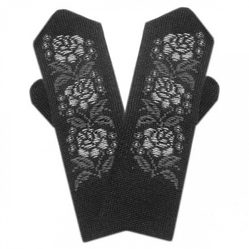 Женские двойные варежки с ручной вышивкой (цветочный орнамент №27)